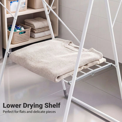 Foldable Clothes Drying Rack with 3-Level Adjustable Wings Space-Saving Collapsible Laundry Rack