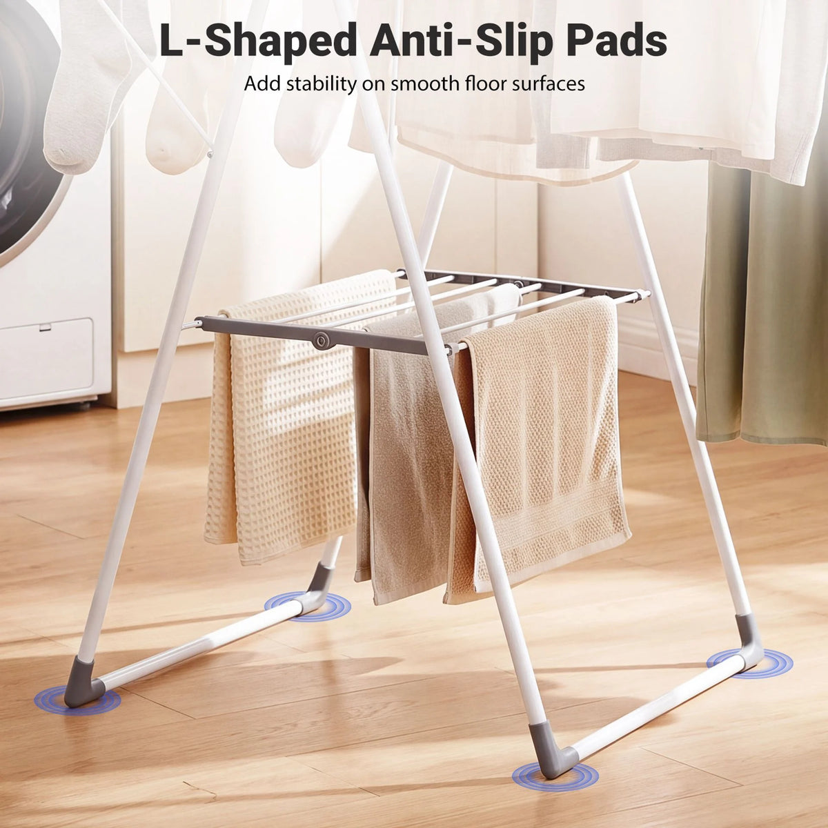 Foldable Clothes Drying Rack with 3-Level Adjustable Wings Space-Saving Collapsible Laundry Rack