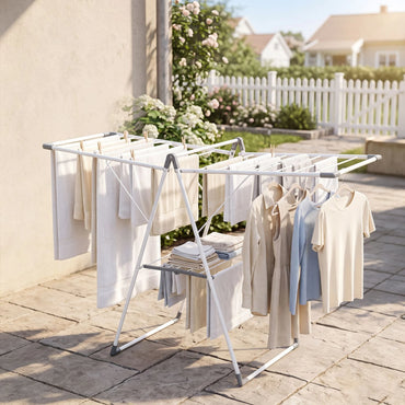 Foldable Clothes Drying Rack with 3-Level Adjustable Wings Space-Saving Collapsible Laundry Rack