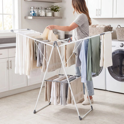 Foldable Clothes Drying Rack with 3-Level Adjustable Wings Space-Saving Collapsible Laundry Rack