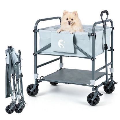Foldable Dog Bath Cart with Adjustable Height and 4 Wheels for Pets