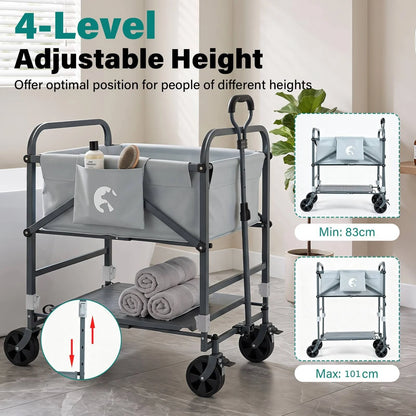 Foldable Dog Bath Cart with Adjustable Height and 4 Wheels for Pets