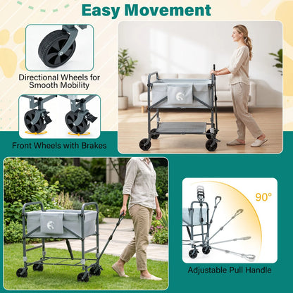 Foldable Dog Bath Cart with Adjustable Height and 4 Wheels for Pets
