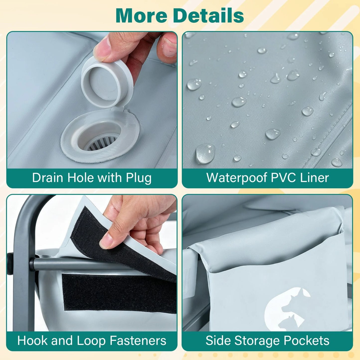 Foldable Dog Bath Cart with Adjustable Height and 4 Wheels for Pets