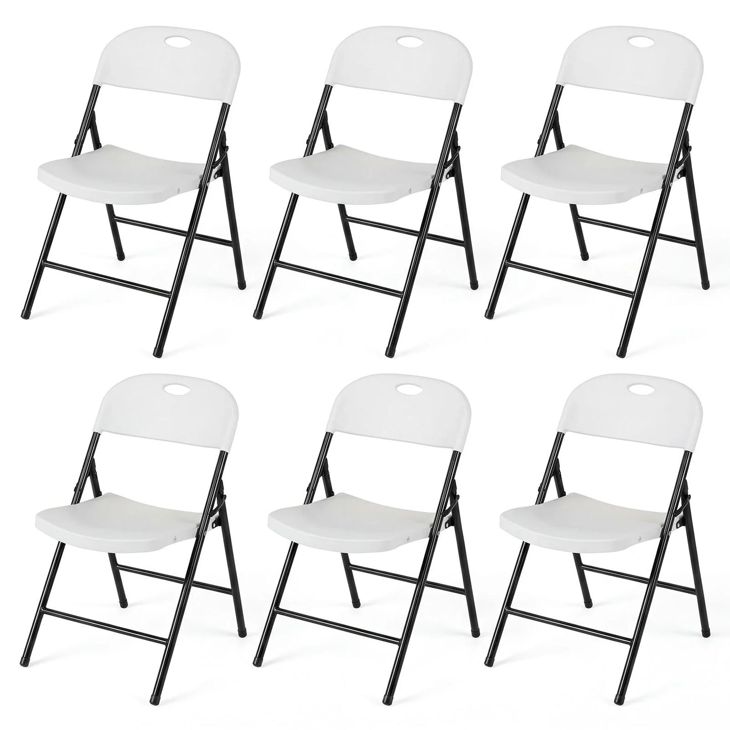 Foldable Plastic Chairs with Ergonomic Backrest and Metal Legs