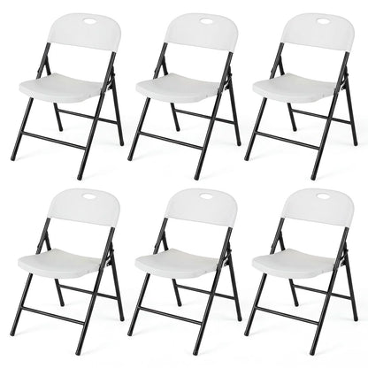 Foldable Plastic Chairs with Ergonomic Backrest and Metal Legs