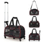 Foldable Rolling Pet Carrier with Wheels and Padded Carry Handle