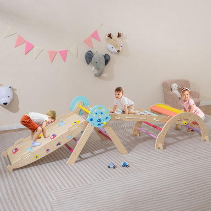 Wooden Montessori Climbing Set with Climbing Rope and Ladder