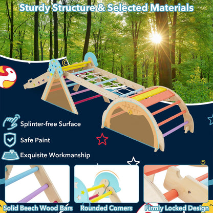 Wooden Montessori Climbing Set with Climbing Rope and Ladder