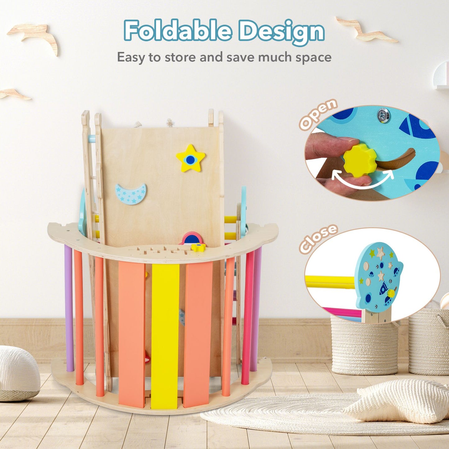 Wooden Montessori Climbing Set with Climbing Rope and Ladder