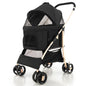 Foldable Pet Stroller with 4-Level Adjustable Canopy and Storage Basket