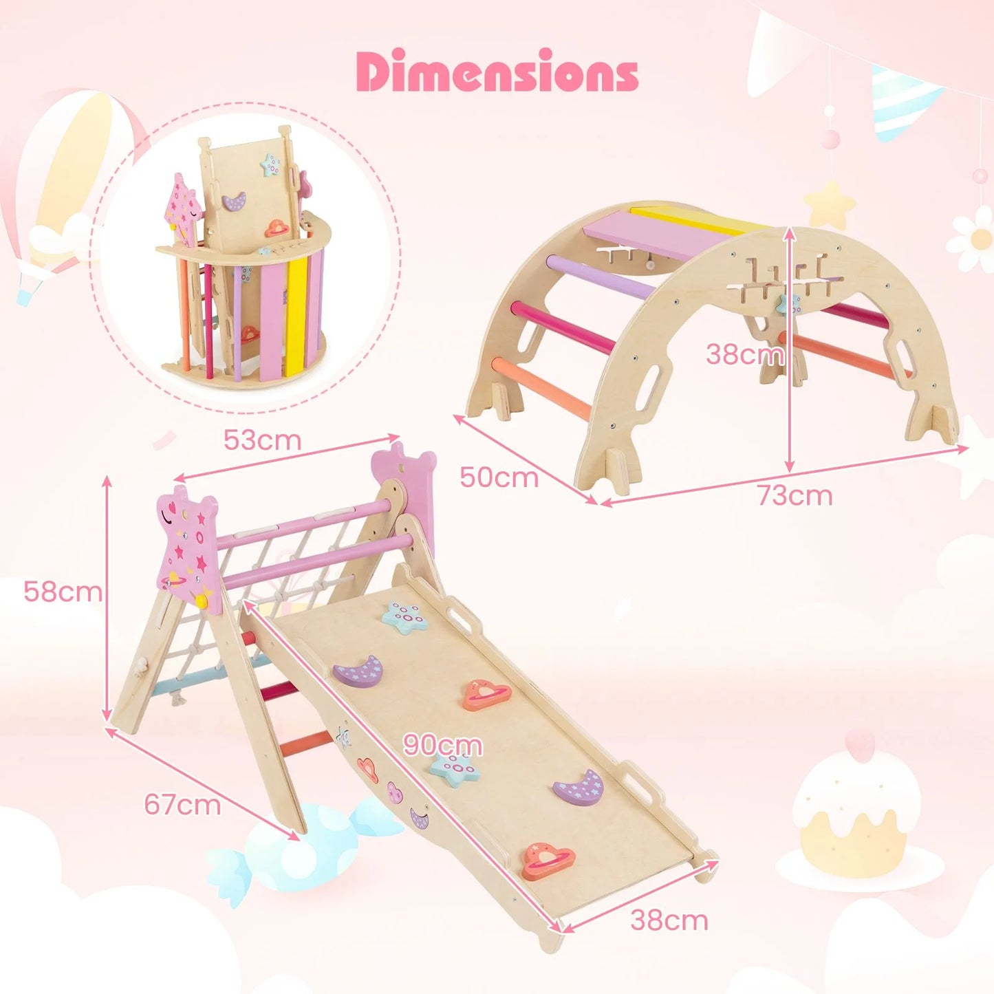 Foldable Climbing Toys with Arch and Climber for Toddlers