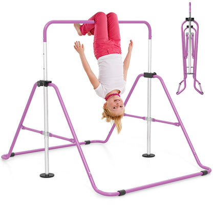 Folding Gymnastics Bar, Height Adjustable Horizontal Kip Bars with Anti-slip Base