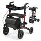 Folding Rolling Walker with Seat and Mesh Backrest for Seniors