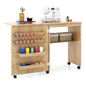 Folding Sewing Table, Rolling Drop Leaf Sewing Workstation Computer Desk