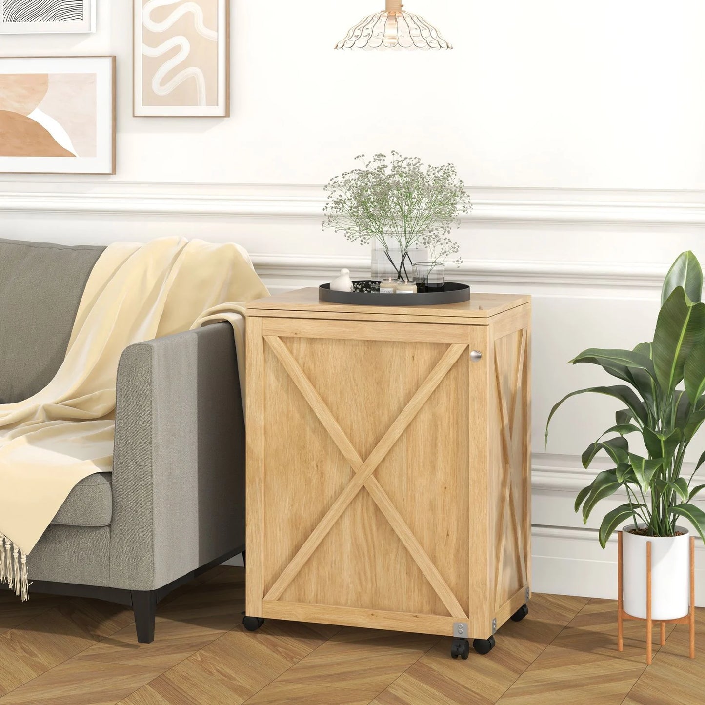 Folding Sewing Table, Rolling Drop Leaf Sewing Workstation Computer Desk