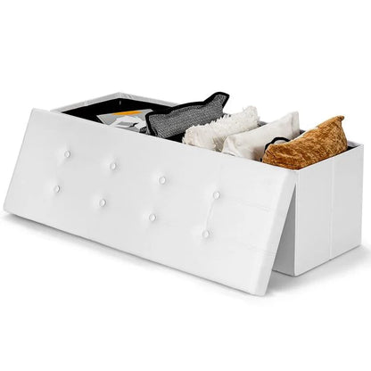 Folding Storage Ottoman Bench with Lid for Living Room