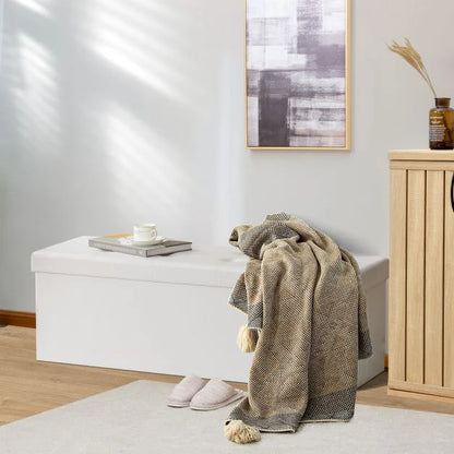 Folding Storage Ottoman Bench with Lid for Living Room