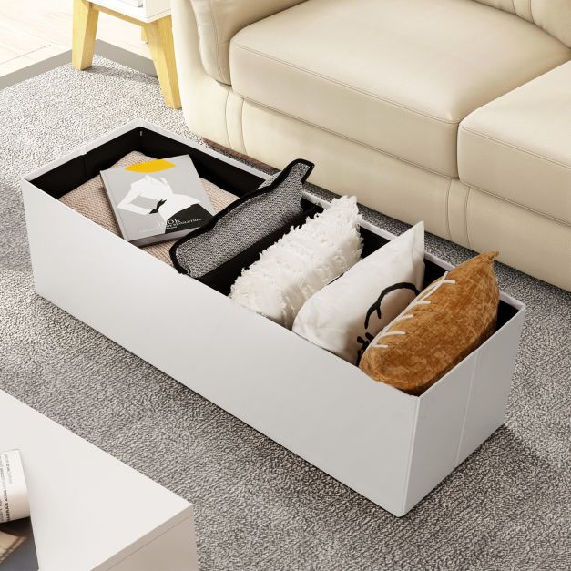 Folding Storage Ottoman Bench with Lid for Living Room