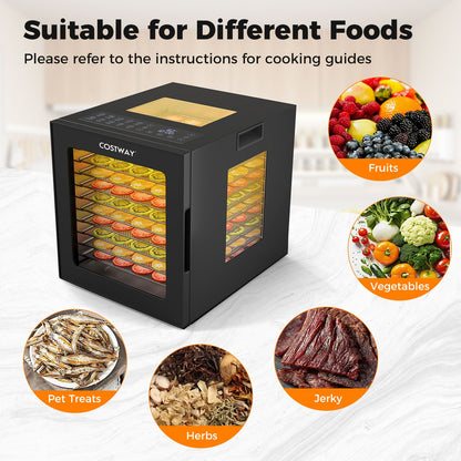 Food Dehydrator with 10 Stainless Steel Trays 10 Presets and 48H Timer