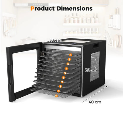 Food Dehydrator with 10 Stainless Steel Trays 10 Presets and 48H Timer