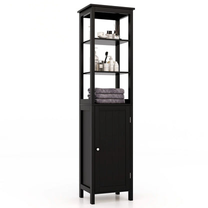 Freestanding Floor Cabinet with 3-Position Middle Panel and Anti-Toppling Mechanism