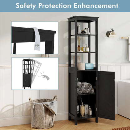 Freestanding Floor Cabinet with 3-Position Middle Panel and Anti-Toppling Mechanism