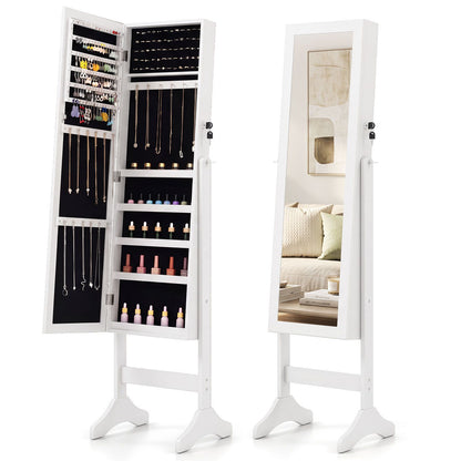 Freestanding Jewelry Armoire Cabinet with Full Length Mirror