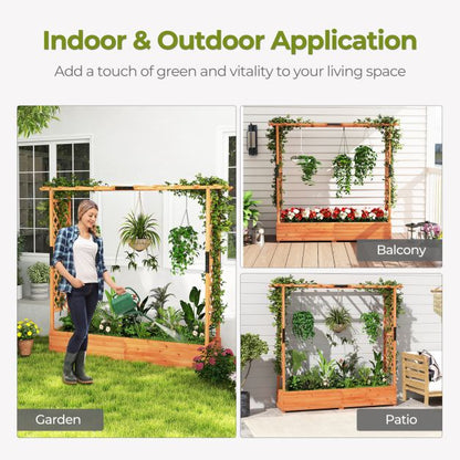 Freestanding Raised Garden Bed Planter Box Planter Box with Trellis