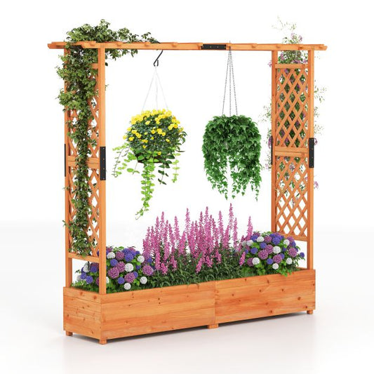 Freestanding Raised Garden Bed Planter Box Planter Box with Trellis