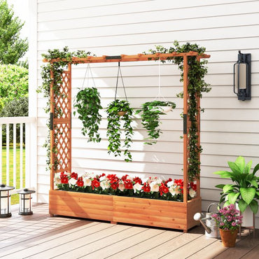 Freestanding Raised Garden Bed Planter Box Planter Box with Trellis