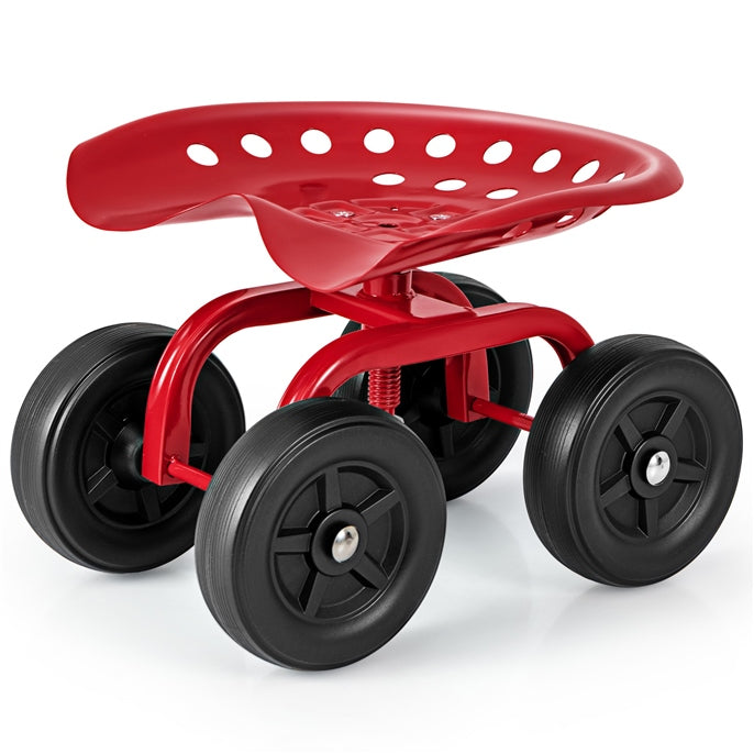 GiantexUK Rolling Garden Cart, Outdoor Gardening Planting Station Trolley with Adjustable Swivel Seat