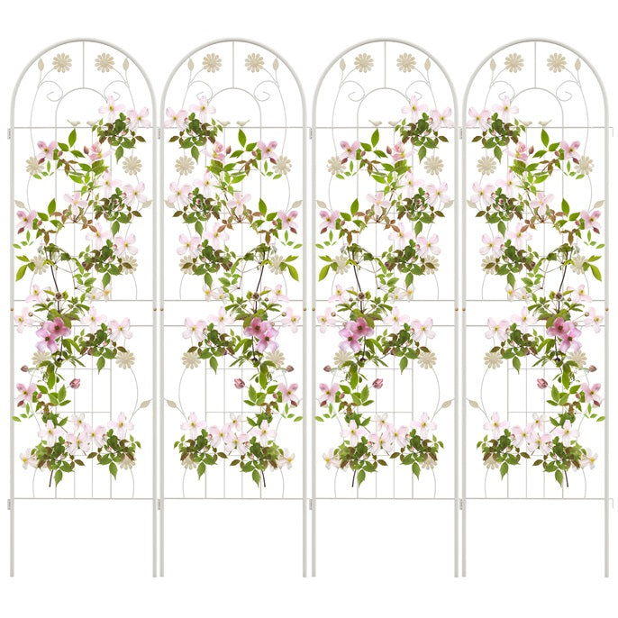 GiantexUK 180/220x50cm Garden Trellis, 2/4 Pack Tall Galvanized Metal Fence Climbing Plants Support Frame