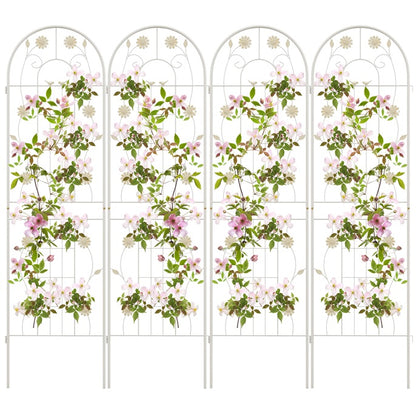 GiantexUK 180/220x50cm Garden Trellis, 2/4 Pack Tall Galvanized Metal Fence Climbing Plants Support Frame