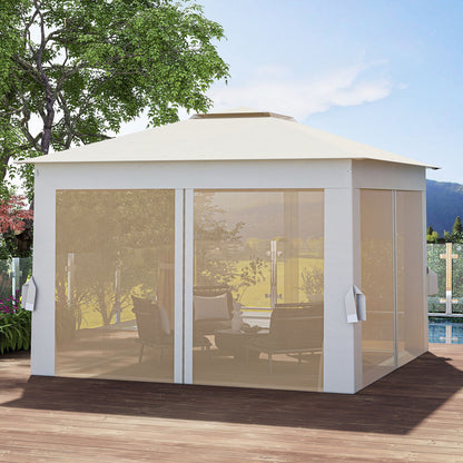 338 x 338 CM Pop Up Gazebo with Mesh Netting and Double Roof