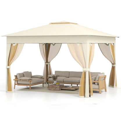 338 x 338 CM Pop Up Gazebo with Mesh Netting and Double Roof
