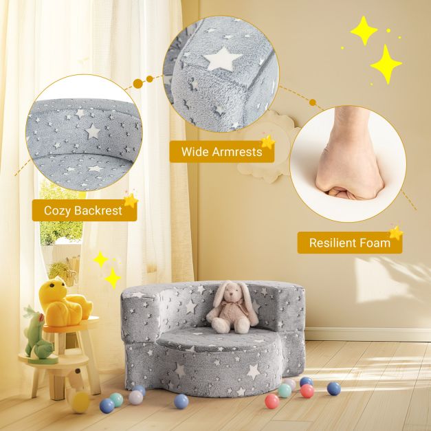 Convertible Glow-in-the-Dark Kids Sofa with Removable Washable Cover