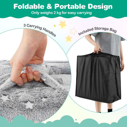 Kids Glow in the Dark Foldable Floor Mattress with Washable Flannel Cover