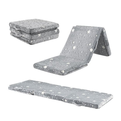 Kids Glow in the Dark Foldable Floor Mattress with Washable Flannel Cover