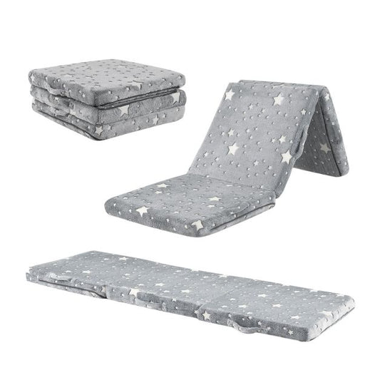 Kids Glow in the Dark Foldable Floor Mattress with Washable Flannel Cover