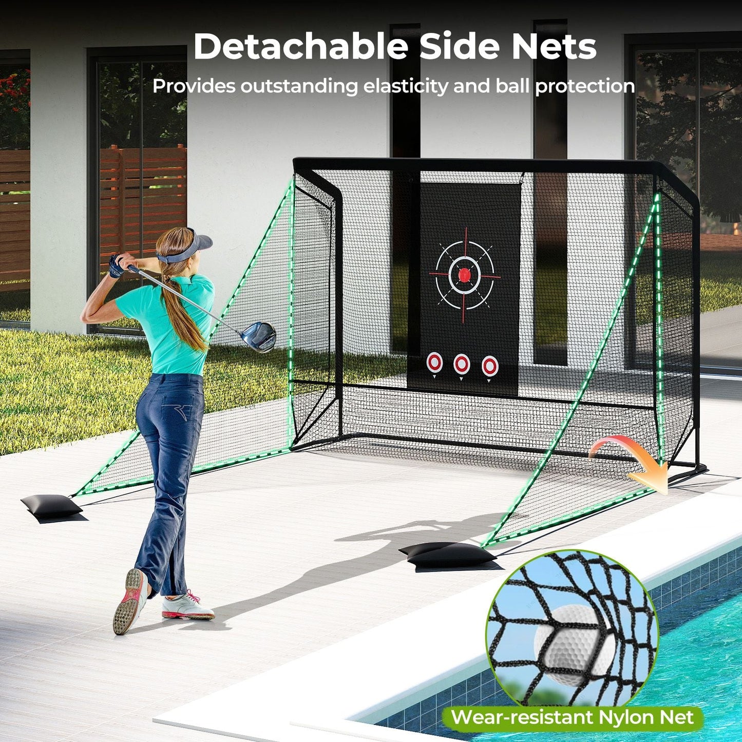 Golf Practice Hitting Net Golf Cage with Dual Side Barriers
