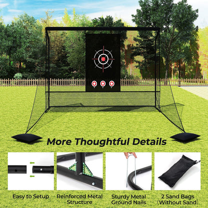 Golf Practice Hitting Net Golf Cage with Dual Side Barriers