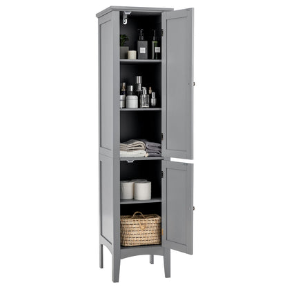 2 Door 160cm High Freestanding Bathroom Cabinet with 5 Tier Shelves