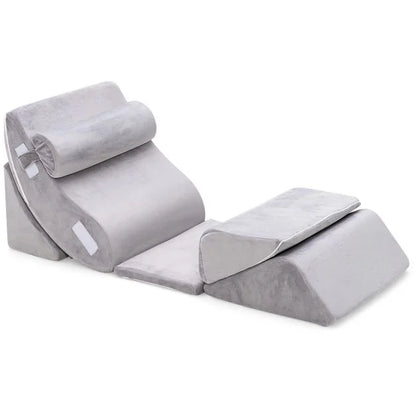 6 Pieces Folding Memory Foam Bed Wedge Pillows Set with Headrest