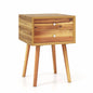 Wooden Nightstand with 2 Storage Drawers and Rubber Wood Legs