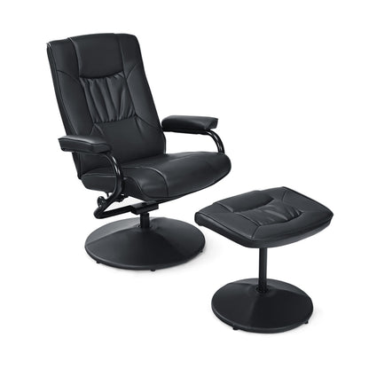 Swivel Recliner Chair with Footstool and Adjustable Backrest