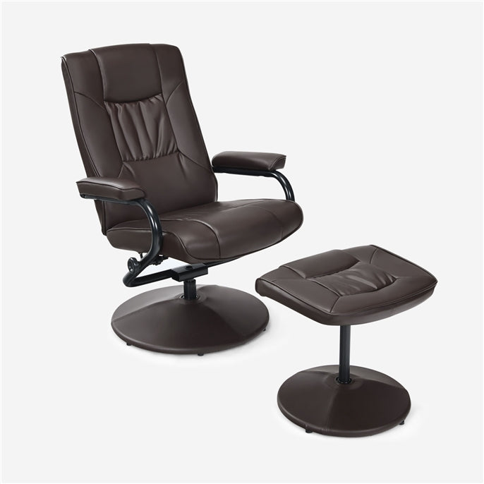 Swivel Recliner Chair with Footstool and Adjustable Backrest