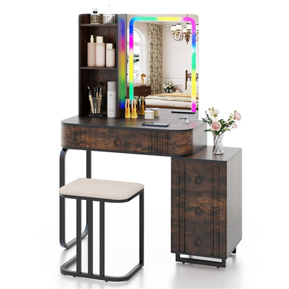 RGB LED Vanity Set with Mirror and Lights
