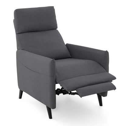 Linen Fabric Push Back Recliner Armchair with Adjustable Backrest and Footrest