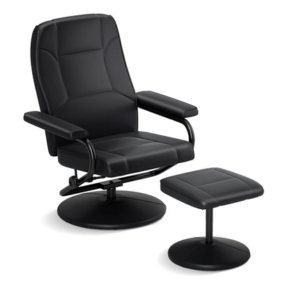360° Swivel Reclining Chair with Ottoman and Adjustable Backrest